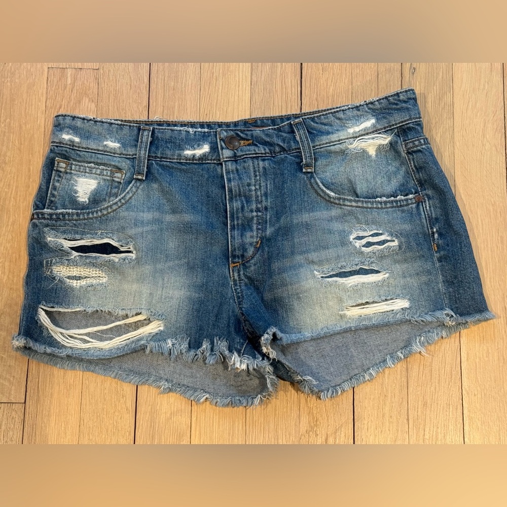 Joe's Jeans Blue Distressed Jean Shorts